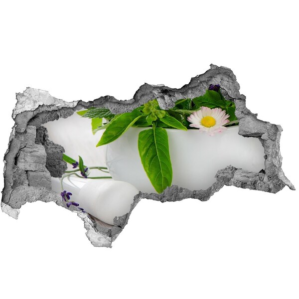 3d lyuk fal dekoráció Zöld növényzet a sérült falban