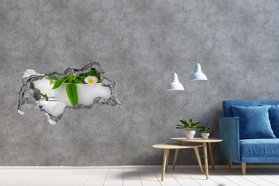 3d lyuk fal dekoráció Zöld növényzet a sérült falban