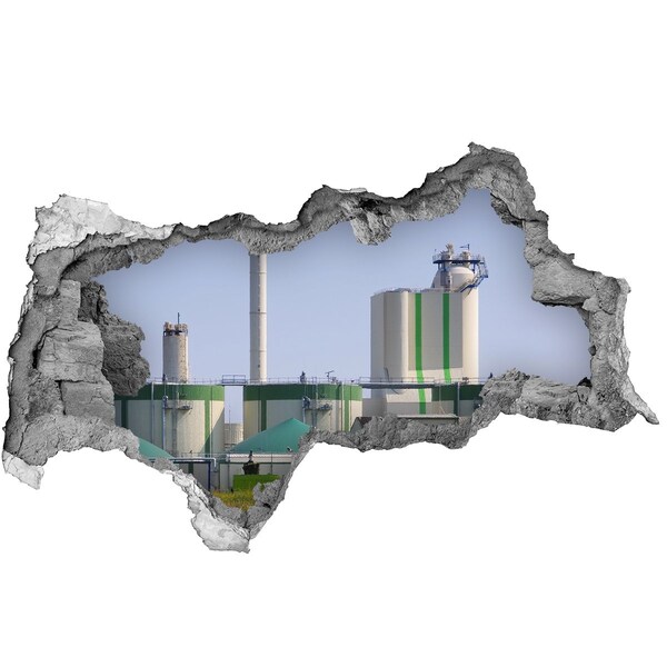 3d lyuk fal dekoráció Gyár a háttérben