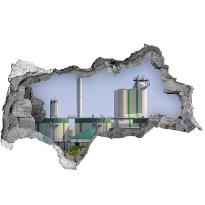 3d lyuk fal dekoráció Gyár a háttérben