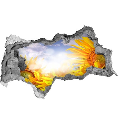 3d lyuk fal dekoráció Napraforgók a napfényben