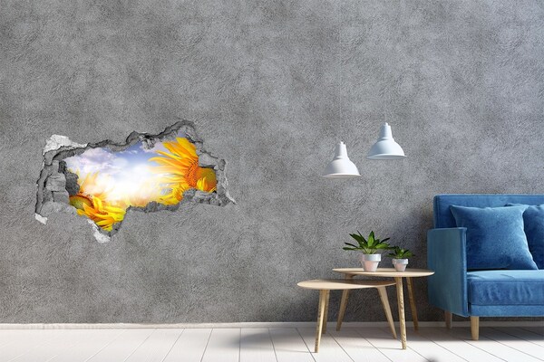 3d lyuk fal dekoráció Napraforgók a napfényben