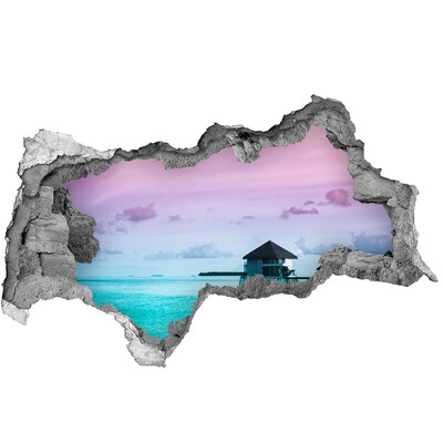 3d lyuk fal dekoráció Egy trópusi oázis a vízparton