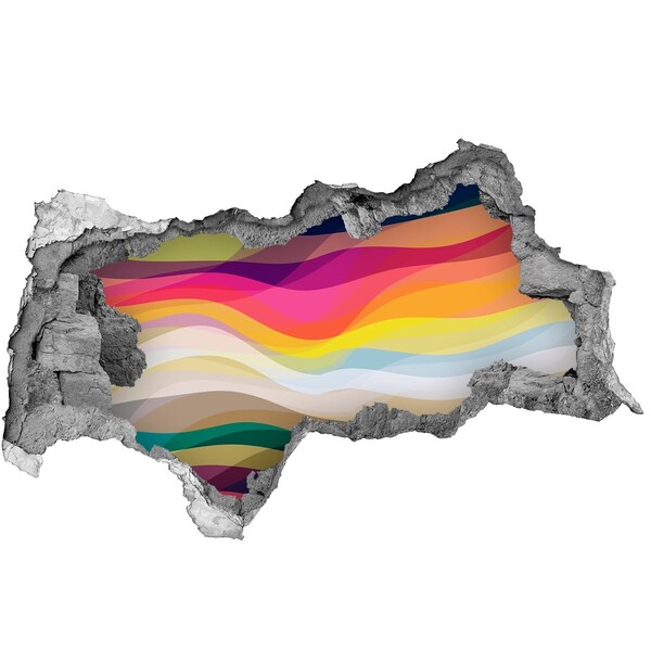 3d lyuk fal dekoráció Színes hullámok beton alapon