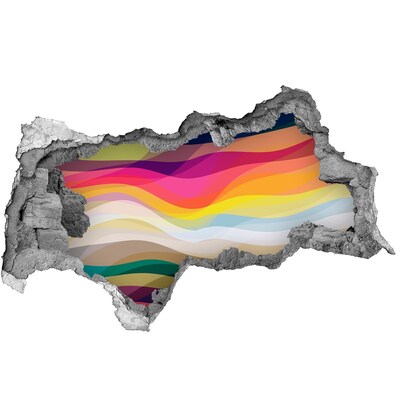 3d lyuk fal dekoráció Színes hullámok beton alapon