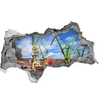 3d lyuk fal dekoráció Ipari kikötő működés közben