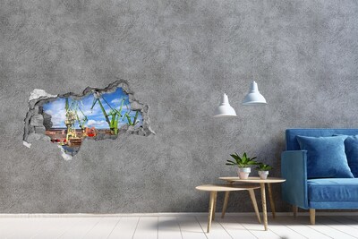 3d lyuk fal dekoráció Ipari kikötő működés közben