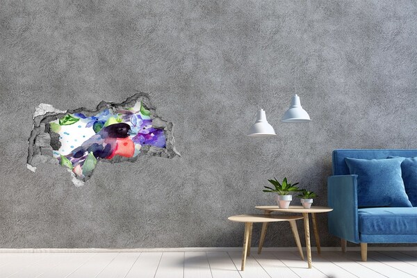 3d lyuk fal dekoráció Egy madár színes kompozícióban