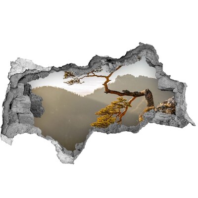 3d lyuk fal dekoráció Hegyi táj egy fával