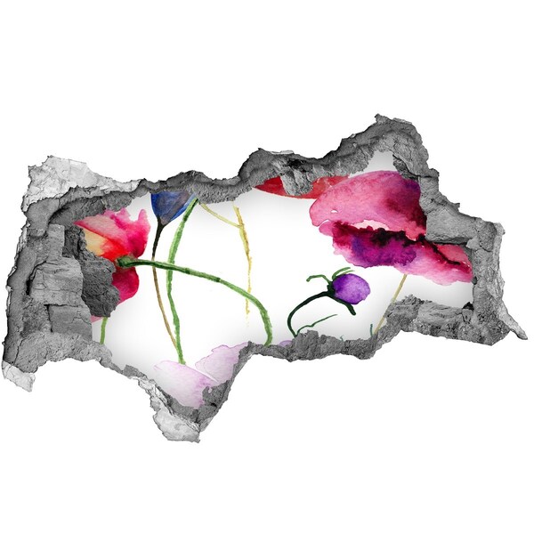 3d lyuk fal dekoráció Virágos tájkép egy lyukon keresztül a falon