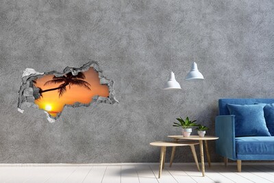 3d lyuk fal dekoráció Naplemente egy trópusi tengerparton