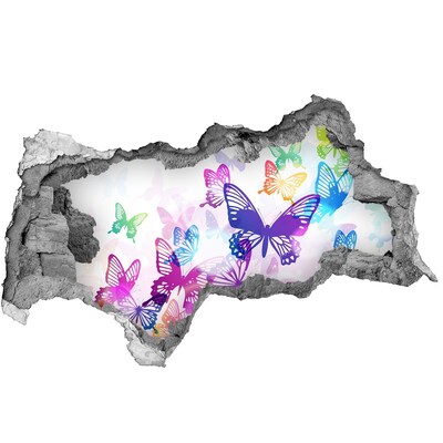 3d lyuk fal dekoráció Színes pillangók