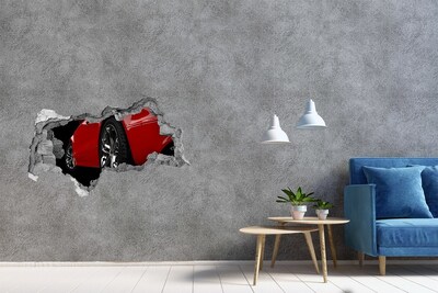 3d lyuk fal dekoráció Piros autó