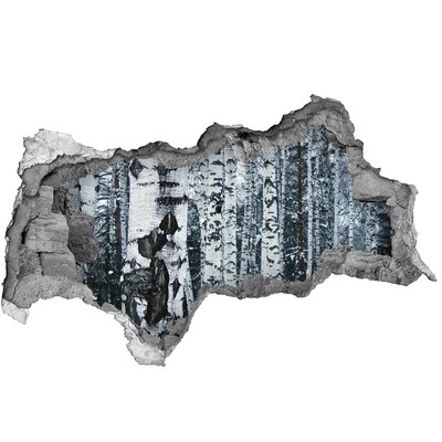 3d lyuk fal dekoráció Téli nyírfaerdő