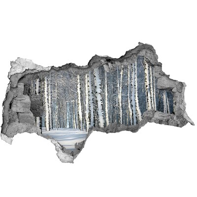 3d lyuk fal dekoráció Téli erdő fehérben