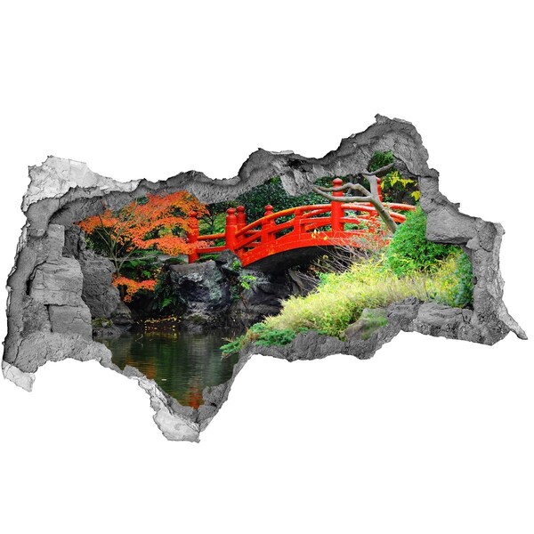3d lyuk fal dekoráció Japán híd a kertben