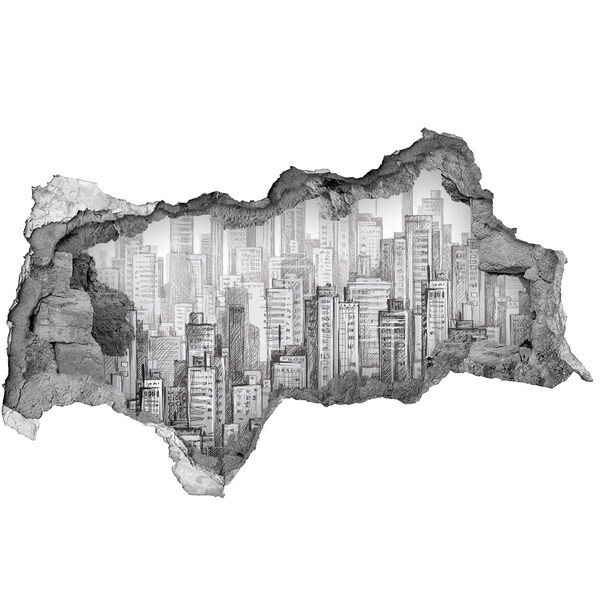 3d lyuk fal dekoráció A város a fal mögött