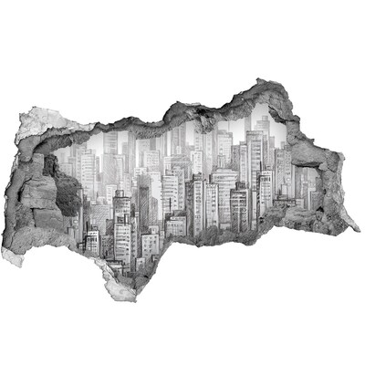 3d lyuk fal dekoráció A város a fal mögött