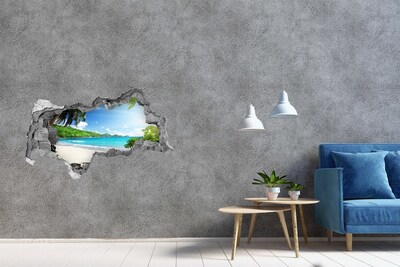 3d lyuk fal dekoráció Karib-tengeri tengerpart egy lyukon keresztül a falon