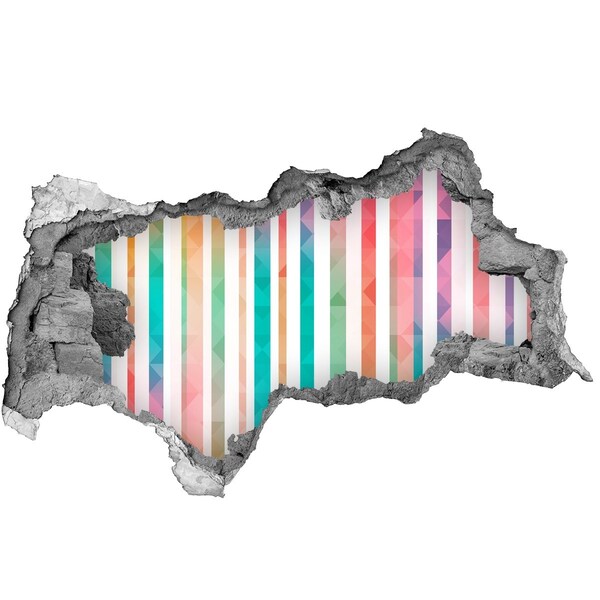 3d lyuk fal dekoráció Színes geometria a falon lévő lyuk mögött