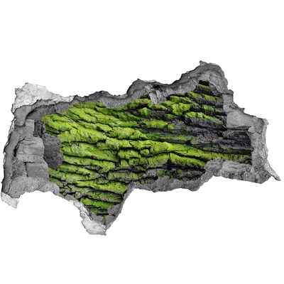 3d lyuk fal dekoráció Zöld kő a lyukban