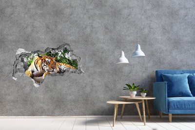 3d lyuk fal dekoráció Tiger a rock
