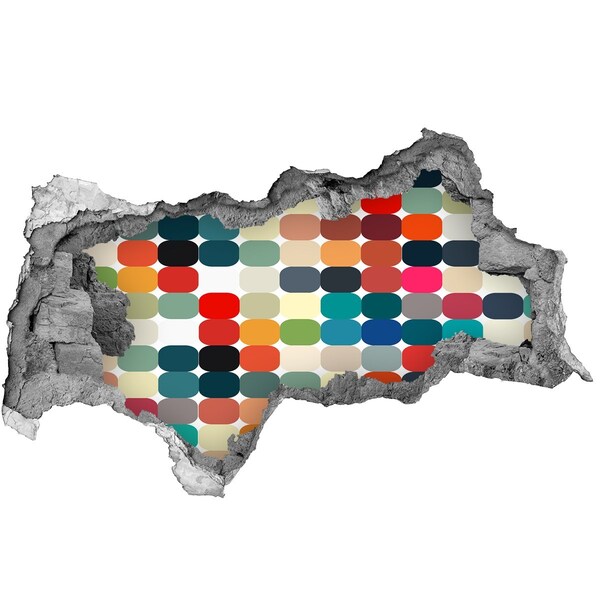 3d lyuk fal dekoráció Színes mozaik egy lyukon keresztül a falon