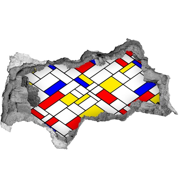 3d lyuk fal dekoráció Absztrakt minta Mondrian stílusában
