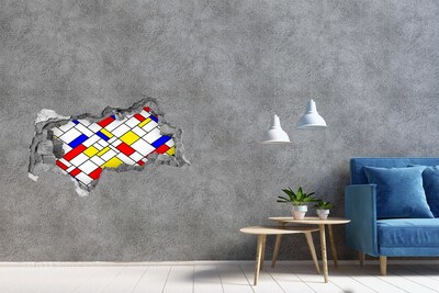 3d lyuk fal dekoráció Absztrakt minta Mondrian stílusában