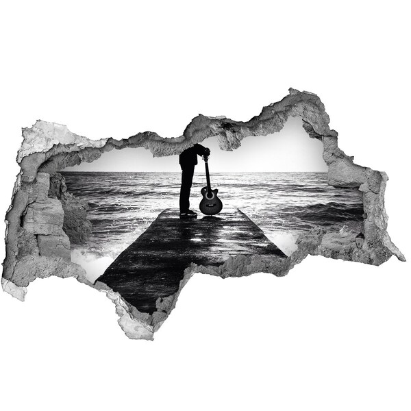 3d lyuk fal dekoráció Zenész a mólón