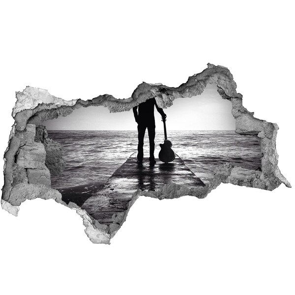 3d lyuk fal dekoráció Zenész a mólón