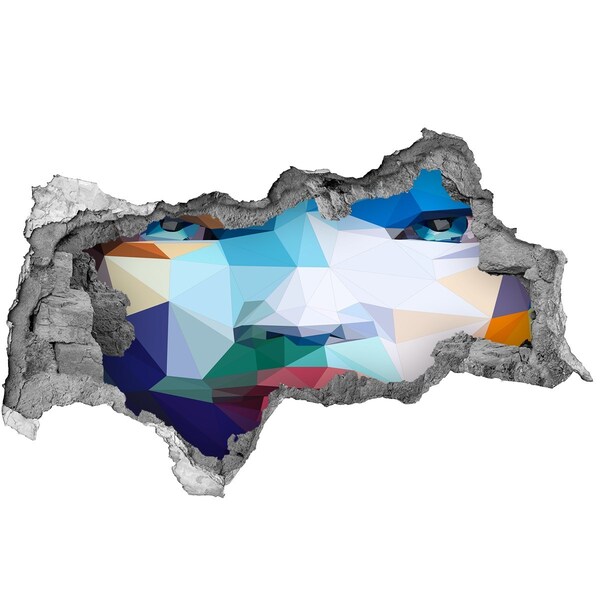 3d lyuk fal dekoráció Egy tájkép a geometria színeiben