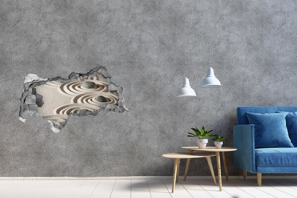 3d lyuk fal dekoráció Zen kövek homok