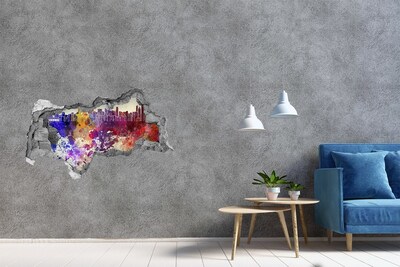 3d lyuk fal dekoráció Városkép egy színes lyukban