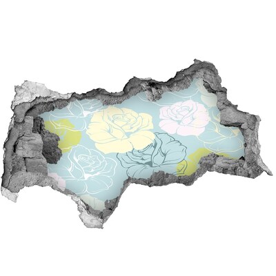 3d-s lyukat fali matrica Lyuk a falon virágos falfestmény