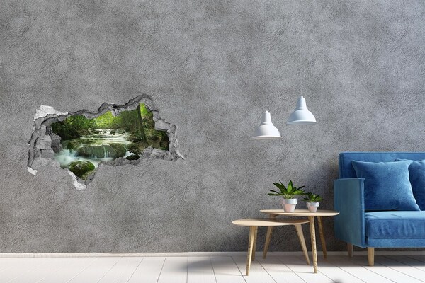 3d-s lyukat fali matrica Zöld völgy vízeséssel