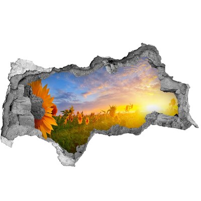 3d-s lyukat fali matrica Napraforgók a lenyugvó napban