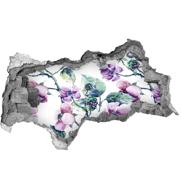 3d-s lyukat fali matrica Virágos falfestmény egy sérült falon