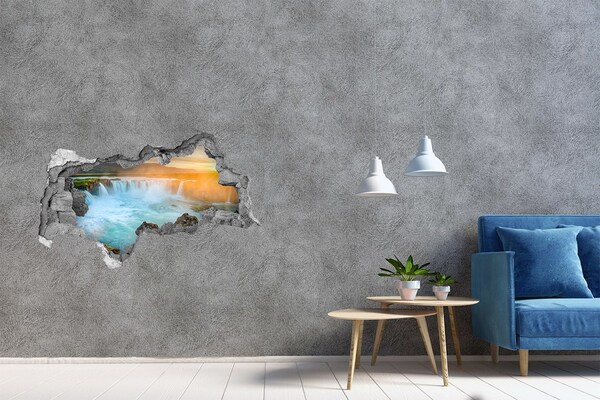 3d-s lyukat fali matrica Vízesés a lenyugvó napban