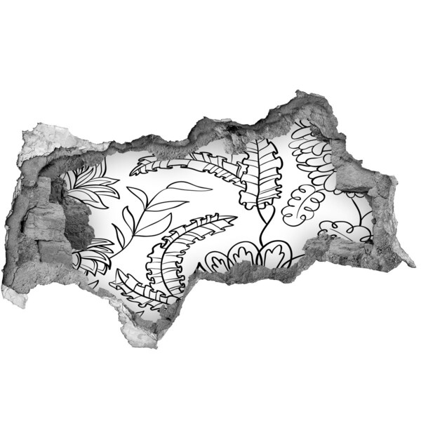 3d-s lyukat fali matrica Trópusi növényzet egy lyukban a falban