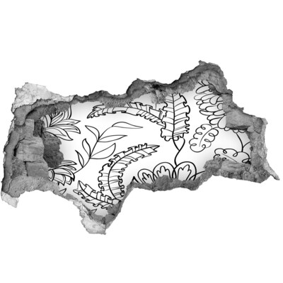 3d-s lyukat fali matrica Trópusi növényzet egy lyukban a falban