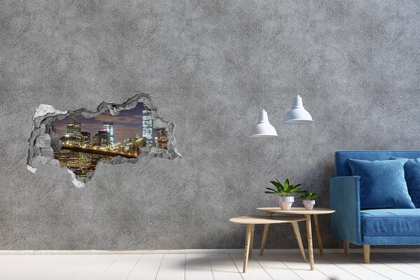 3d-s lyukat fali matrica Kilátás a Brooklyn hídra éjszaka