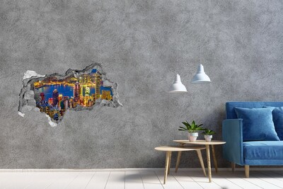 3d-s lyukat fali matrica Hongkong látképe éjszaka