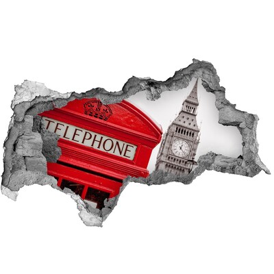 3d-s lyukat fali matrica Londoni táj egy telefonfülkével