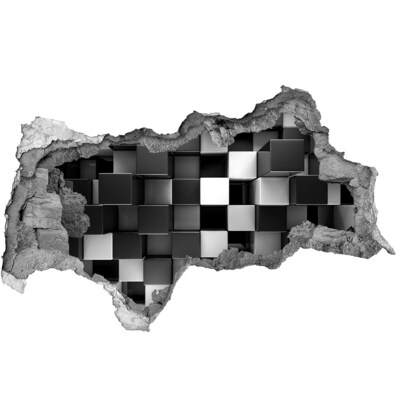 3d-s lyukat fali matrica Fekete-fehér kockák a falban