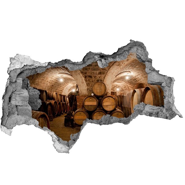 3d-s lyukat fali matrica Egy borászat belseje hordókkal