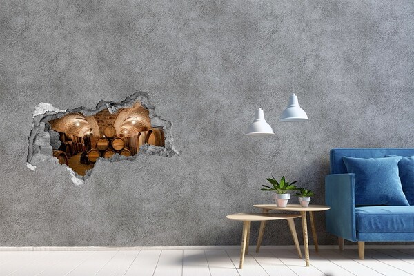 3d-s lyukat fali matrica Egy borászat belseje hordókkal