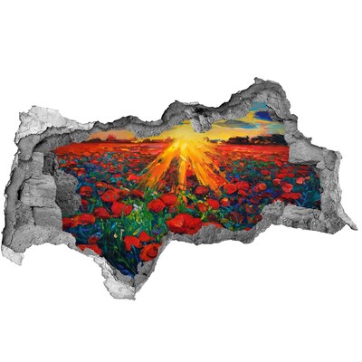 3d-s lyukat fali matrica Virágos rét a napsütésben