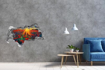 3d-s lyukat fali matrica Virágos rét a napsütésben