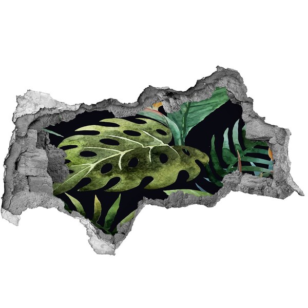 3d-s lyukat fali matrica Trópusi dzsungel a fal mögött